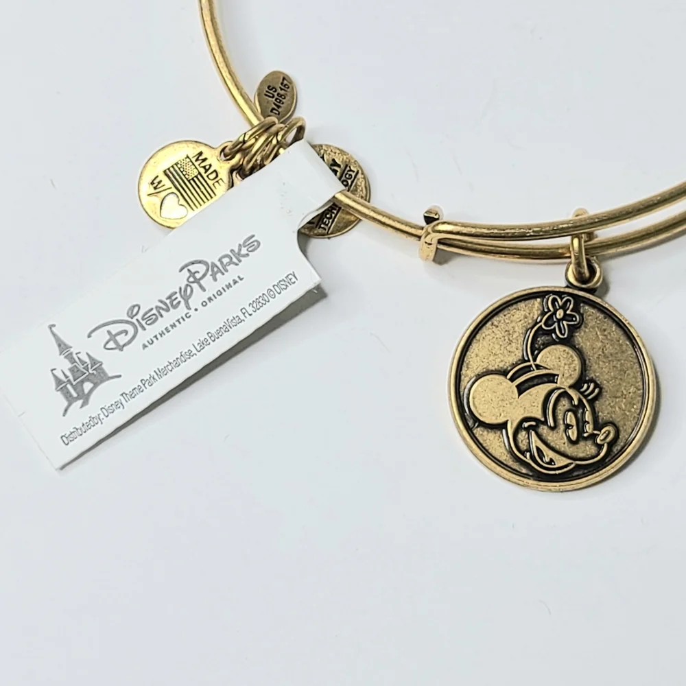 NWT Alex and Ani Disney Parks Mickey 2013 Gold Tone Bangle Bracelet